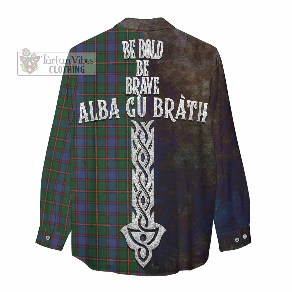 Tartan Vibes Clothing Skene Tartan Family Crest Women's Casual Shirt Alba Gu Brath Be Brave Lion Ancient Style