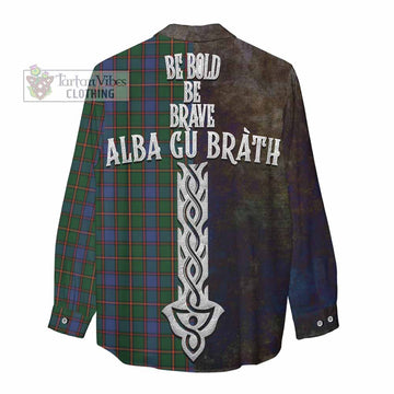 Skene Tartan Family Crest Women's Casual Shirt Alba Gu Brath Be Brave Lion Ancient Style
