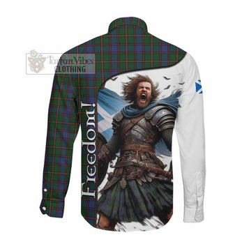 Tartan Vibes Clothing Skene Crest Tartan Long Sleeve Button Shirt Inspired by the Freedom of Scottish Warrior