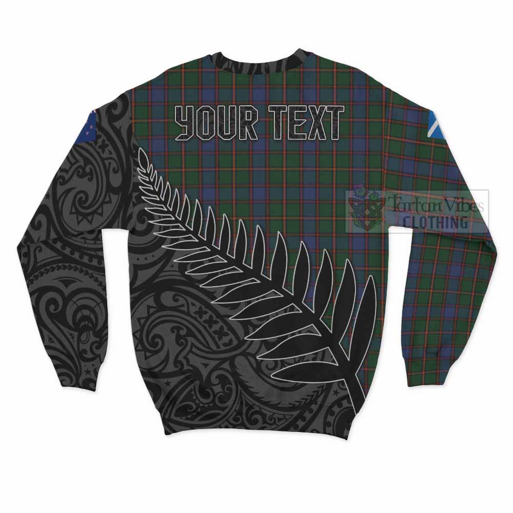 Tartan Vibes Clothing Skene Crest Tartan Sweatshirt with New Zealand Silver Fern Half Style