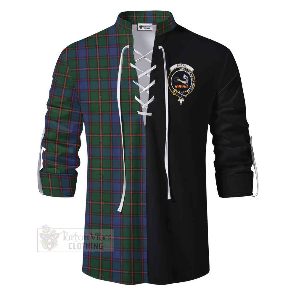 Tartan Vibes Clothing Skene Tartan Ghillie Kilt Shirt with Family Crest and Half Of Me Style