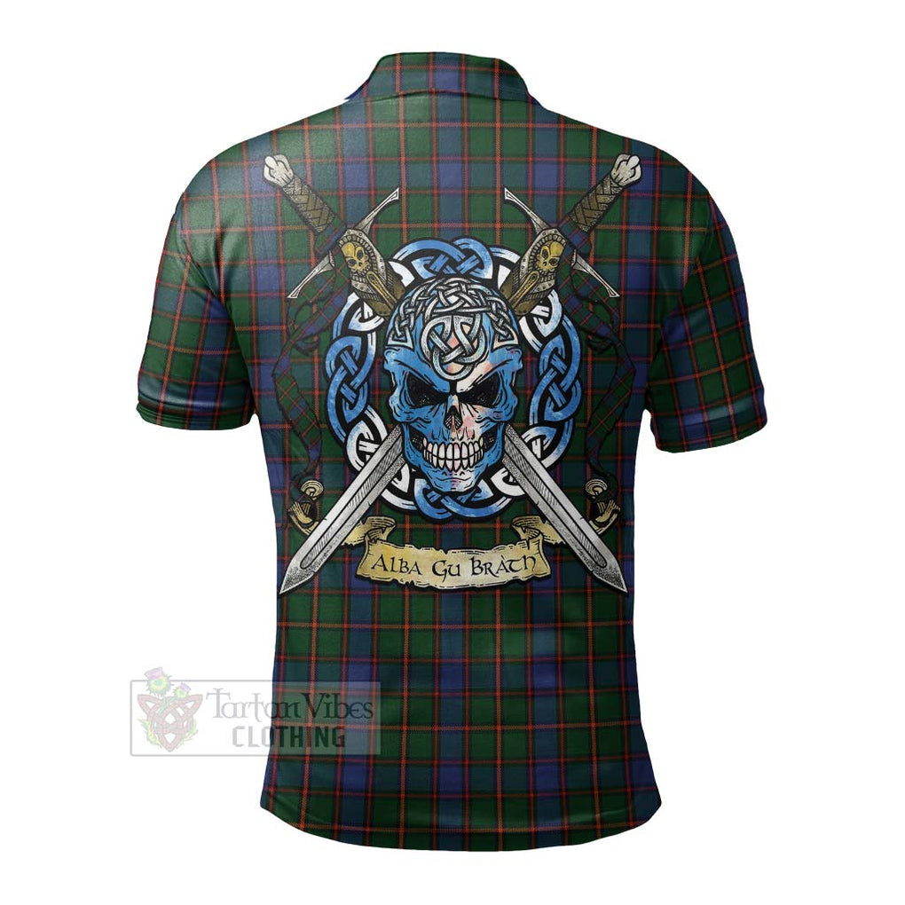 Tartan Vibes Clothing Skene Tartan Polo Shirt with Family Crest Celtic Skull Style