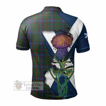 Skene Tartan Family Crest Polo Shirt Scottish Thistle Celtic Inspired
