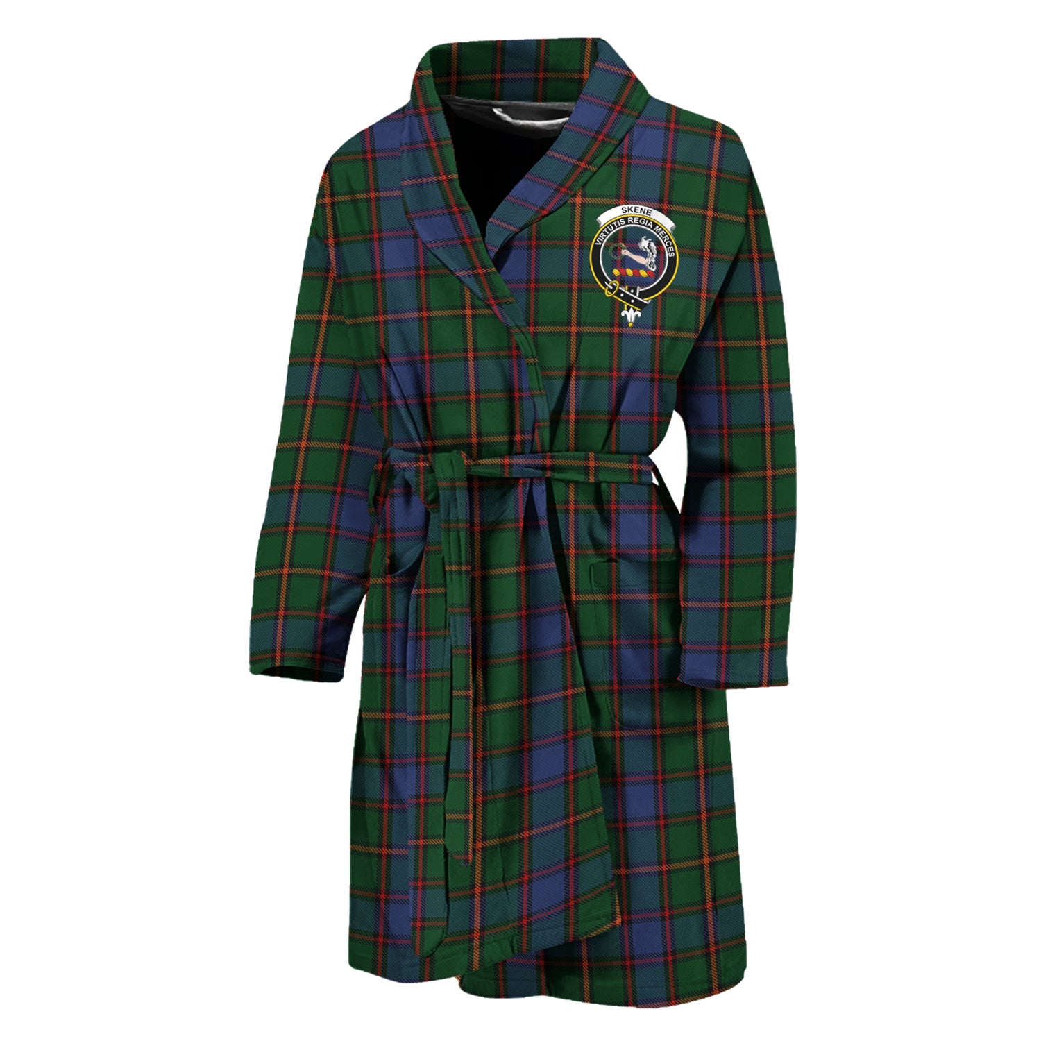 Skene Tartan Bathrobe with Family Crest Unisex M - Tartan Vibes Clothing