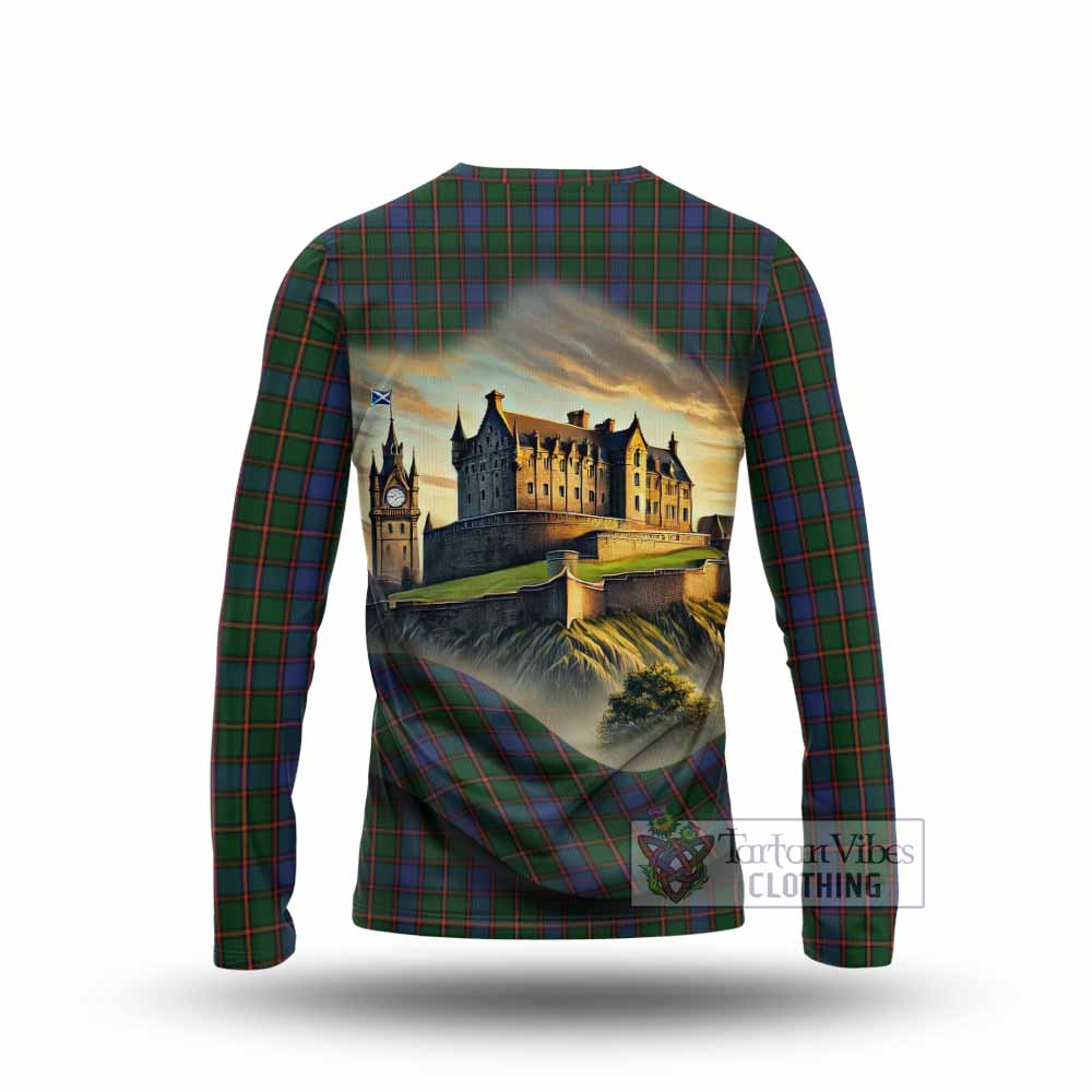 Tartan Vibes Clothing Skene Tartan Family Crest Long Sleeve T-Shirt with Scottish Ancient Castle Style