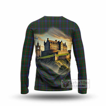 Skene Tartan Family Crest Long Sleeve T-Shirt with Scottish Ancient Castle Style