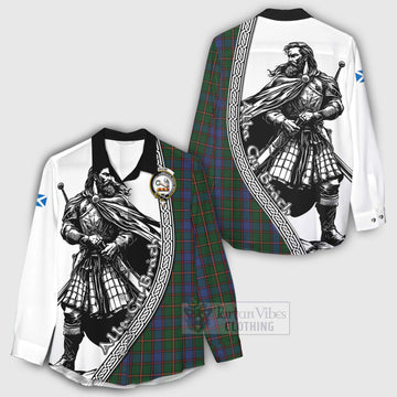 Tartan Vibes Clothing Skene Tartan Clan Crest Women's Casual Shirt with Highlander Warrior Celtic Style