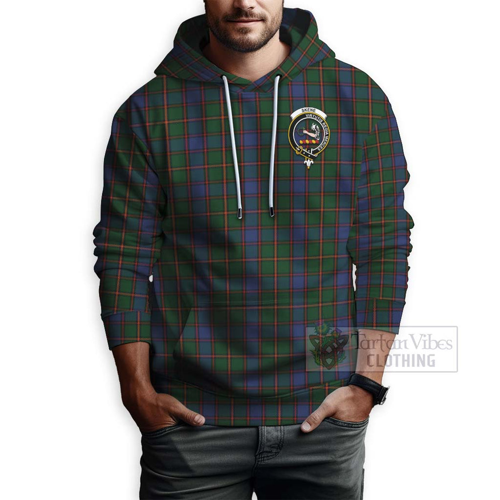 Tartan Vibes Clothing Skene Tartan Hoodie with Family Crest Celtic Skull Style