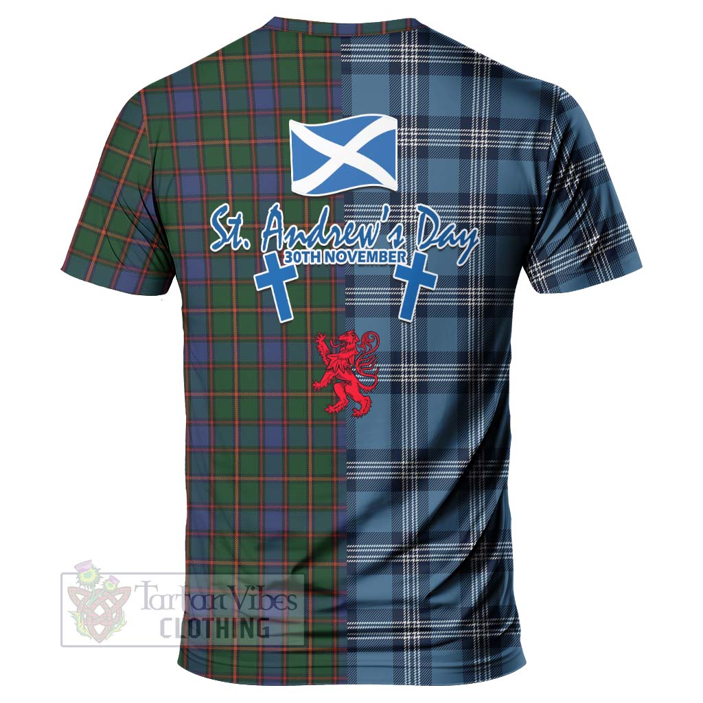 Skene Tartan T-Shirt Happy St. Andrew's Day Half Tartan Style - Tartan Vibes Clothing