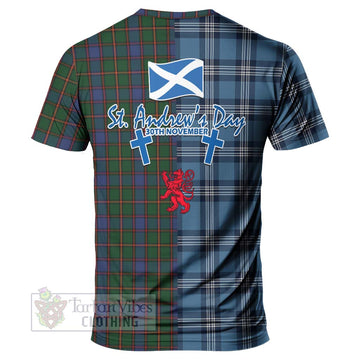 Tartan Vibes Clothing Skene Tartan T-Shirt Happy St. Andrew's Day Half Tartan Style