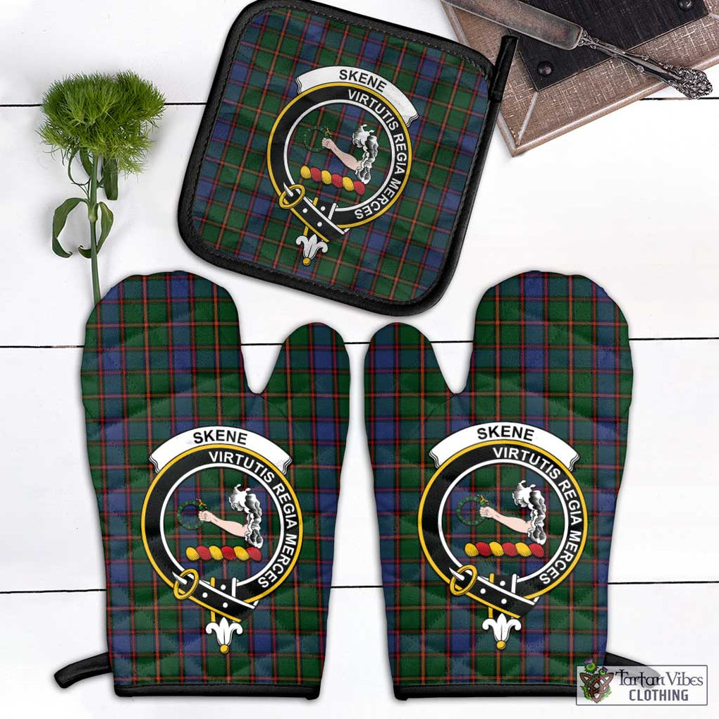 Skene Tartan Combo Oven Mitt & Pot-Holder with Family Crest Combo 1 Oven Mitt & 1 Pot-Holder Black - Tartan Vibes Clothing