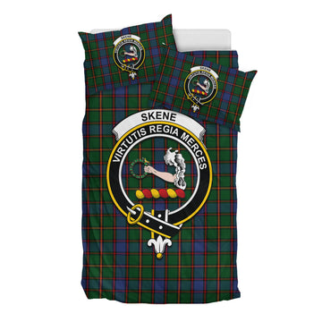 Skene Tartan Bedding Set with Family Crest