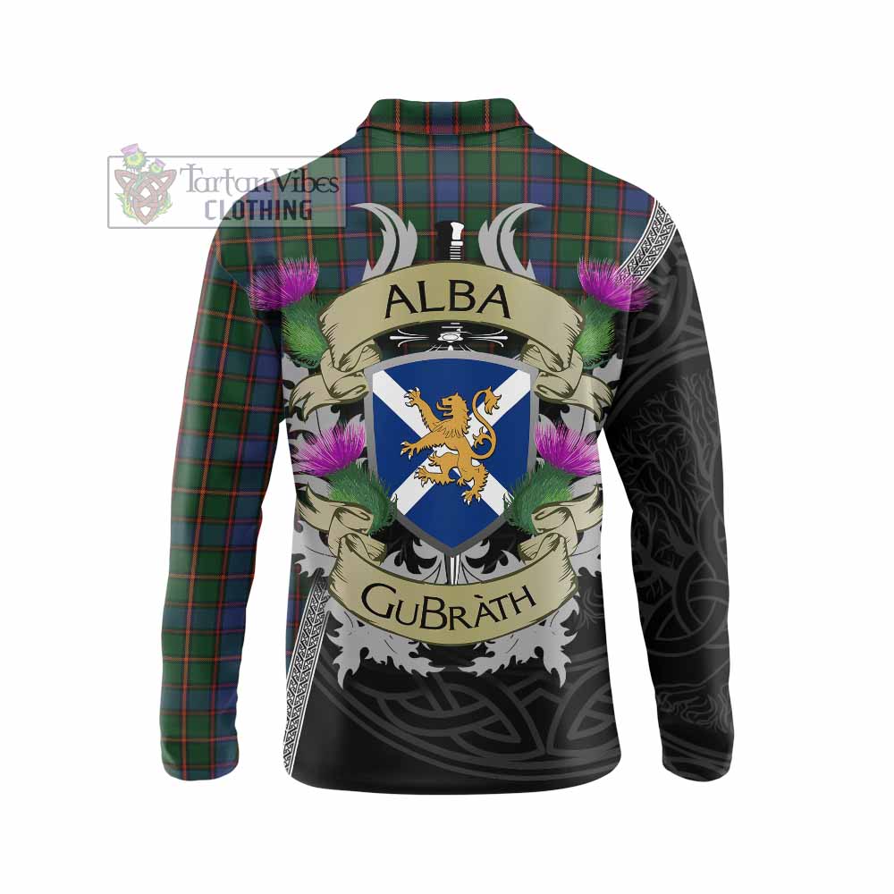 Tartan Vibes Clothing Skene Tartan Family Crest Long Sleeve Polo Shirt Lion Rampant Royal Thistle Shield Celtic Inspired