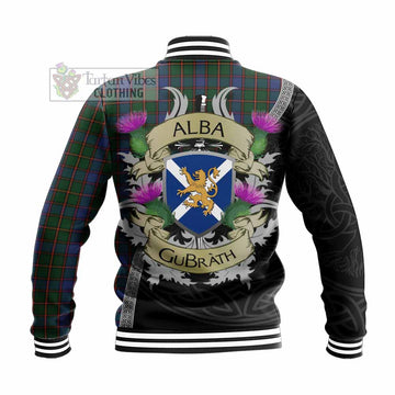 Skene Tartan Family Crest Baseball Jacket Lion Rampant Royal Thistle Shield Celtic Inspired