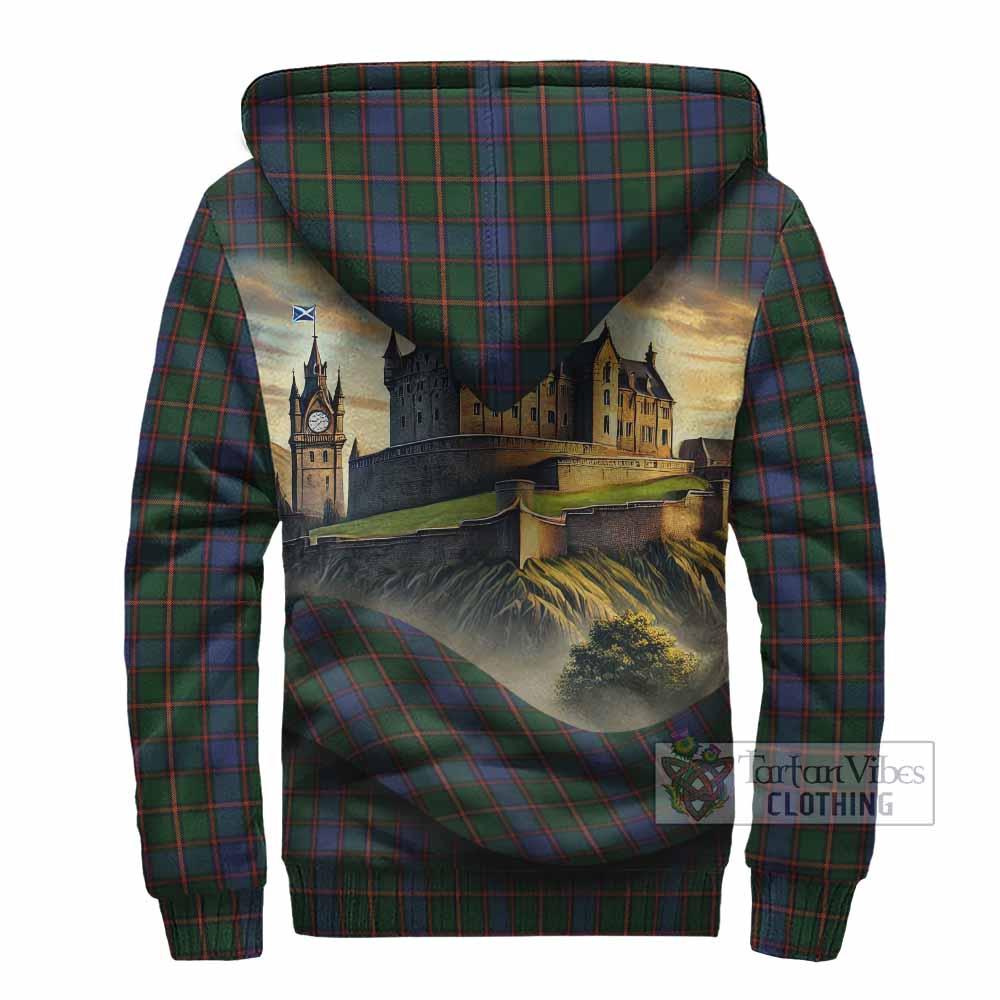 Tartan Vibes Clothing Skene Tartan Family Crest Sherpa Hoodie with Scottish Ancient Castle Style