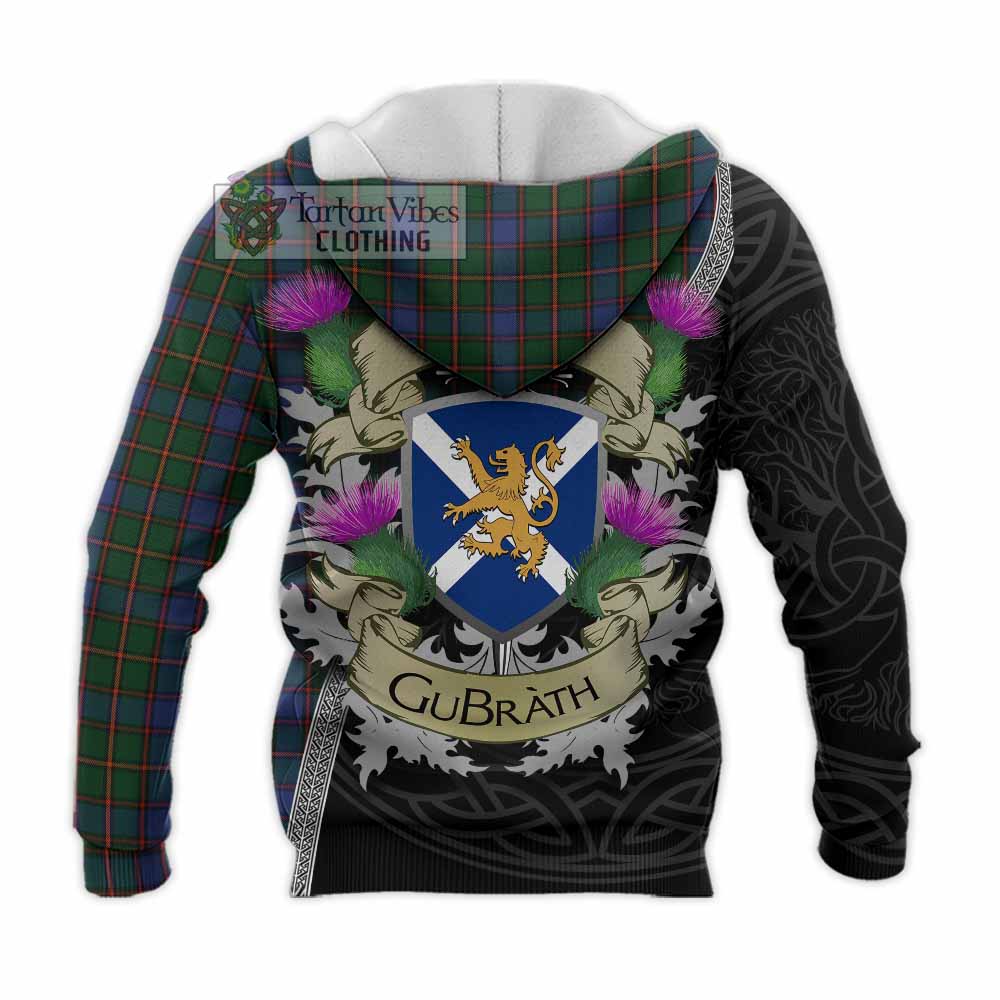 Tartan Vibes Clothing Skene Tartan Family Crest Knitted Hoodie Lion Rampant Royal Thistle Shield Celtic Inspired