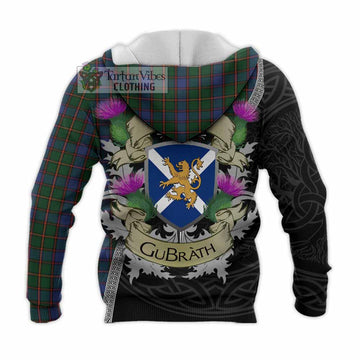Tartan Vibes Clothing Skene Tartan Family Crest Knitted Hoodie Lion Rampant Royal Thistle Shield Celtic Inspired
