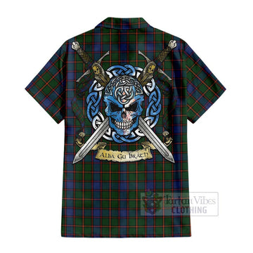 Skene Tartan Hawaiian Shirt with Family Crest Celtic Skull Style