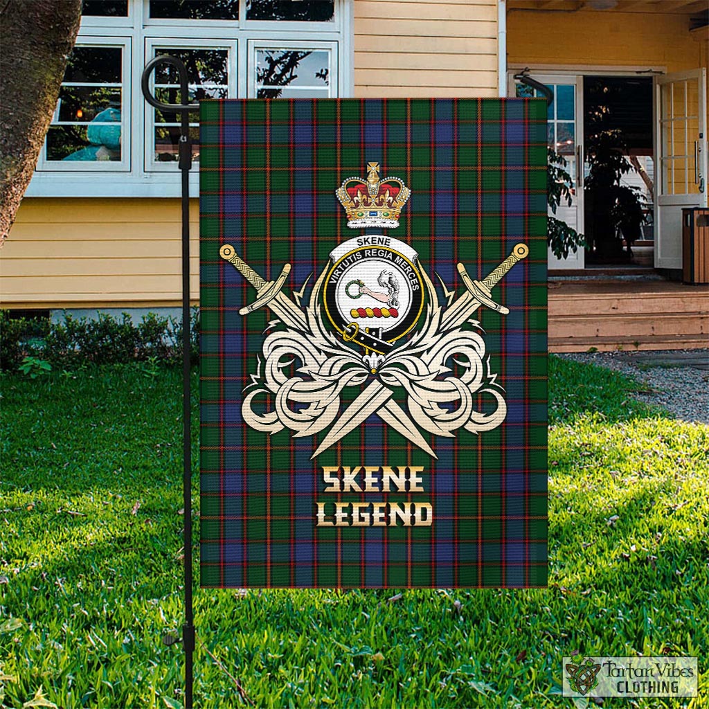 Tartan Vibes Clothing Skene Tartan Flag with Clan Crest and the Golden Sword of Courageous Legacy