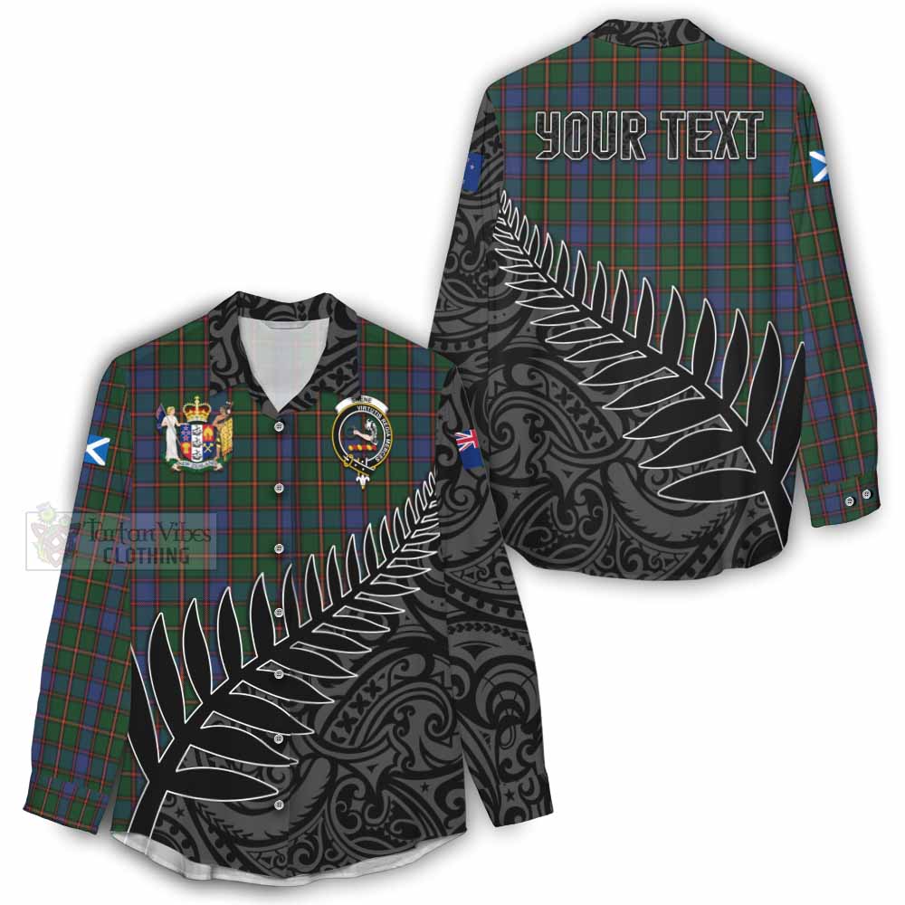 Tartan Vibes Clothing Skene Crest Tartan Women's Casual Shirt with New Zealand Silver Fern Half Style