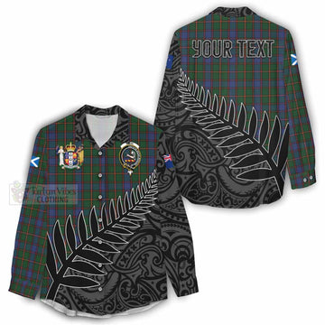 Tartan Vibes Clothing Skene Crest Tartan Women's Casual Shirt with New Zealand Silver Fern Half Style