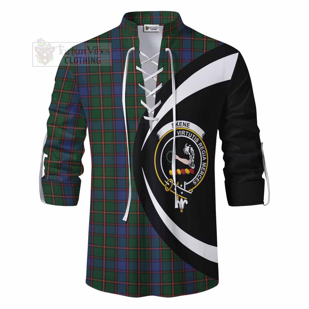 Tartan Vibes Clothing Skene Tartan Ghillie Kilt Shirt with Family Crest Circle Style