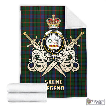 Skene Tartan Blanket with Clan Crest and the Golden Sword of Courageous Legacy