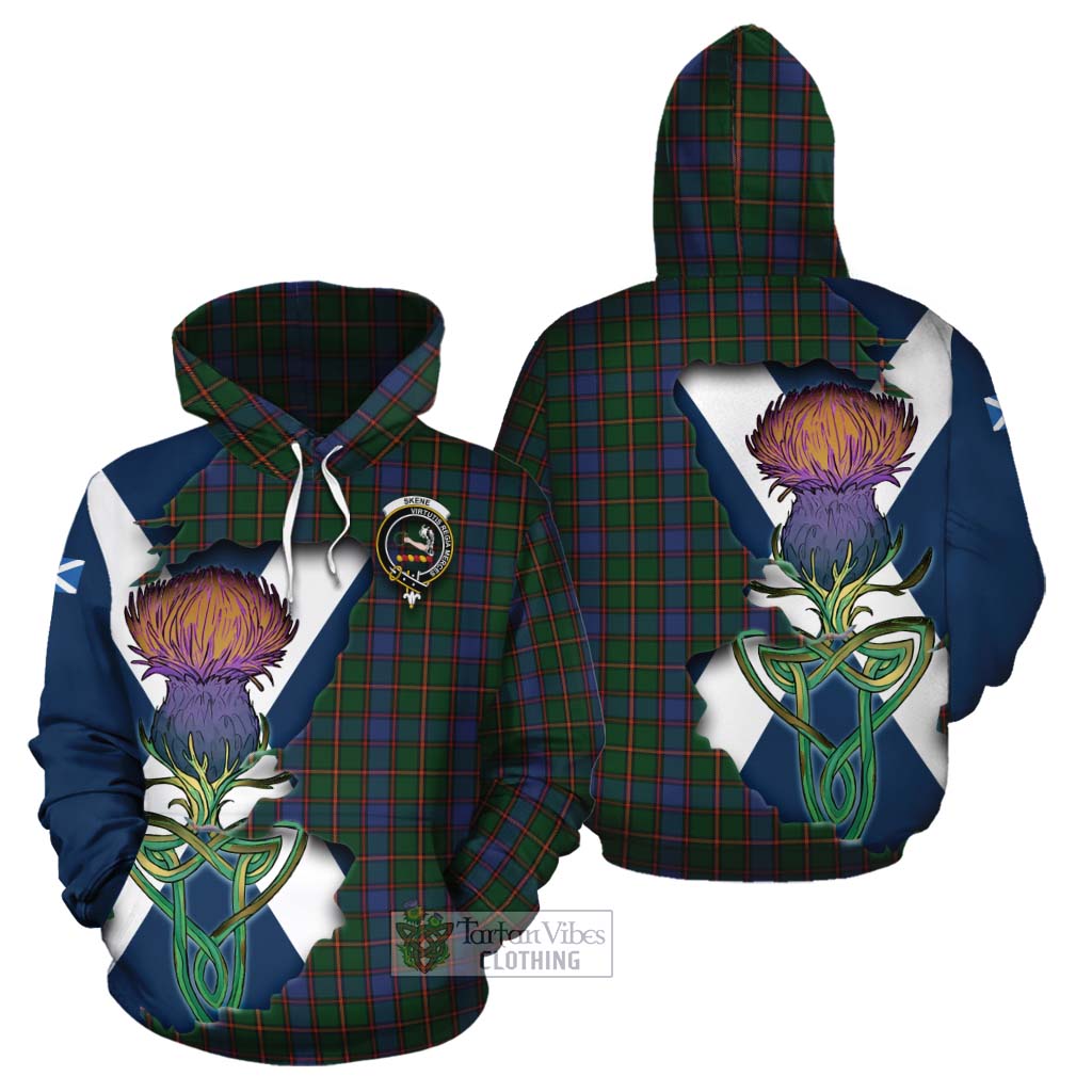 Tartan Vibes Clothing Skene Tartan Family Crest Cotton Hoodie Scottish Thistle Celtic Inspired