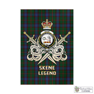 Skene Tartan Garden Flag with Clan Crest and the Golden Sword of Courageous Legacy