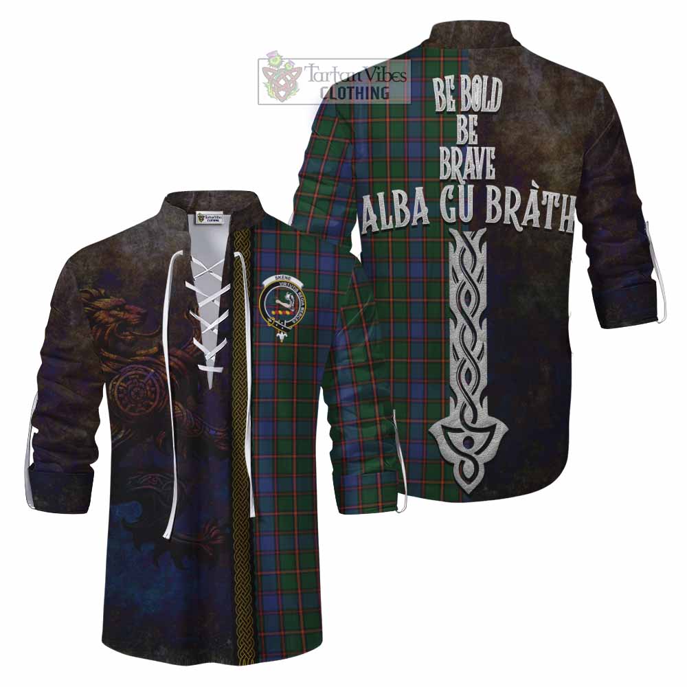 Tartan Vibes Clothing Skene Tartan Family Crest Ghillie Kilt Shirt Alba Gu Brath Be Brave Lion Ancient Style