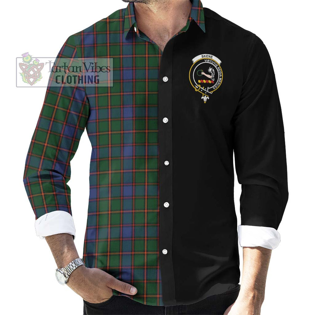 Skene Tartan Long Sleeve Button Shirt with Family Crest and Half Of Me Style - Tartanvibesclothing Shop