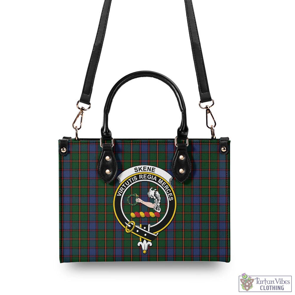 Tartan Vibes Clothing Skene Tartan Luxury Leather Handbags with Family Crest