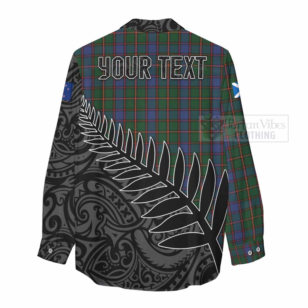Tartan Vibes Clothing Skene Crest Tartan Women's Casual Shirt with New Zealand Silver Fern Half Style