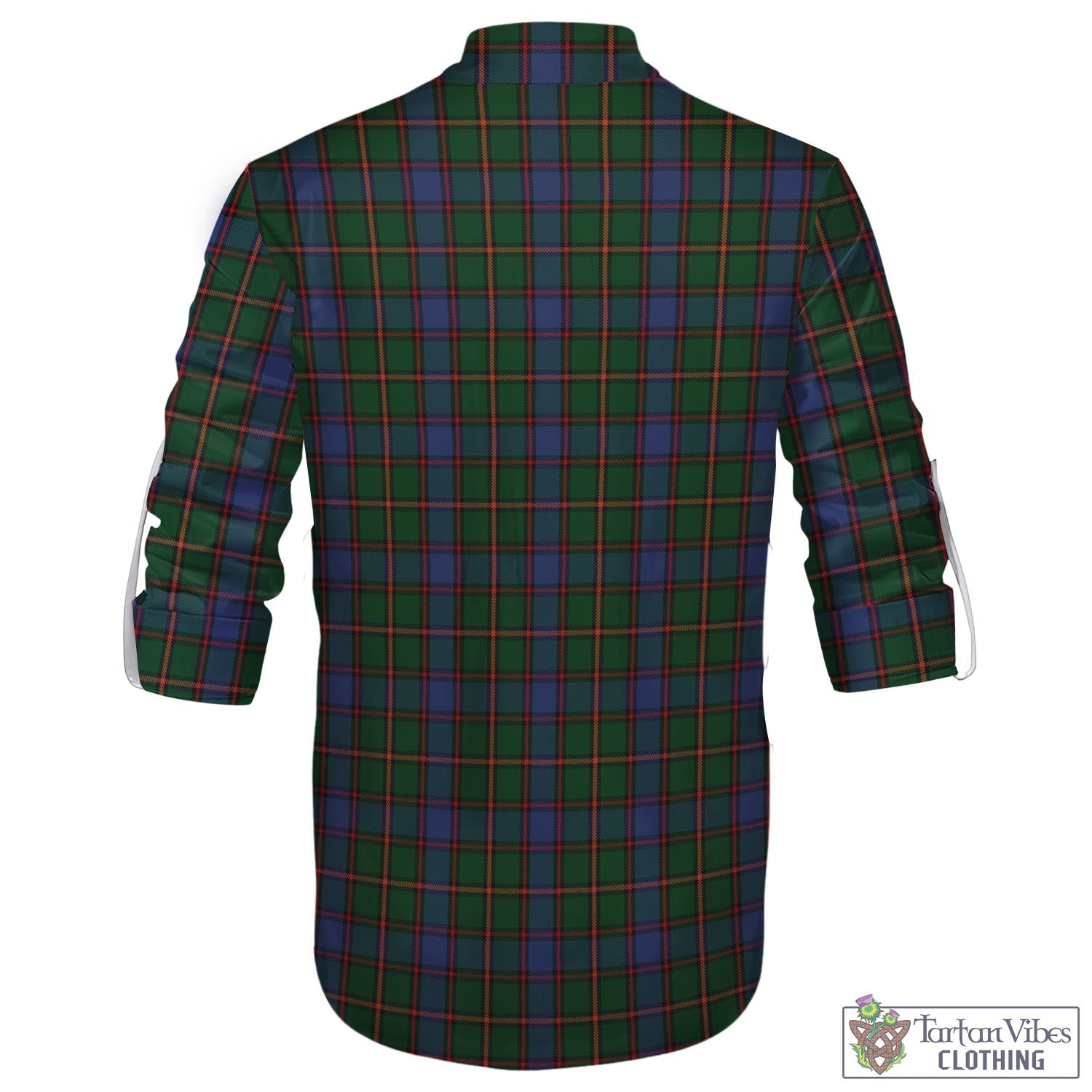 Tartan Vibes Clothing Skene Tartan Men's Scottish Traditional Jacobite Ghillie Kilt Shirt with Family Crest