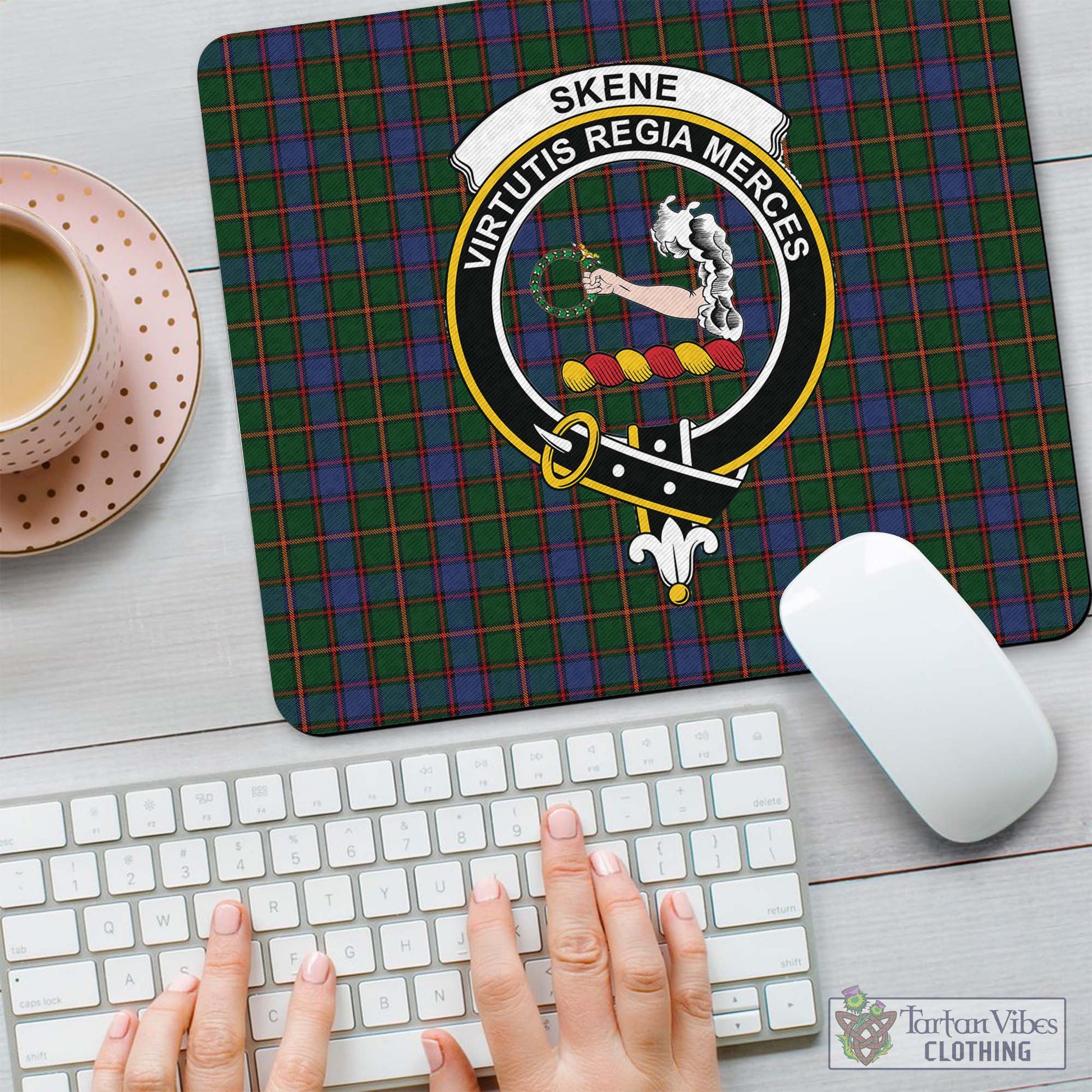 Tartan Vibes Clothing Skene Tartan Mouse Pad with Family Crest