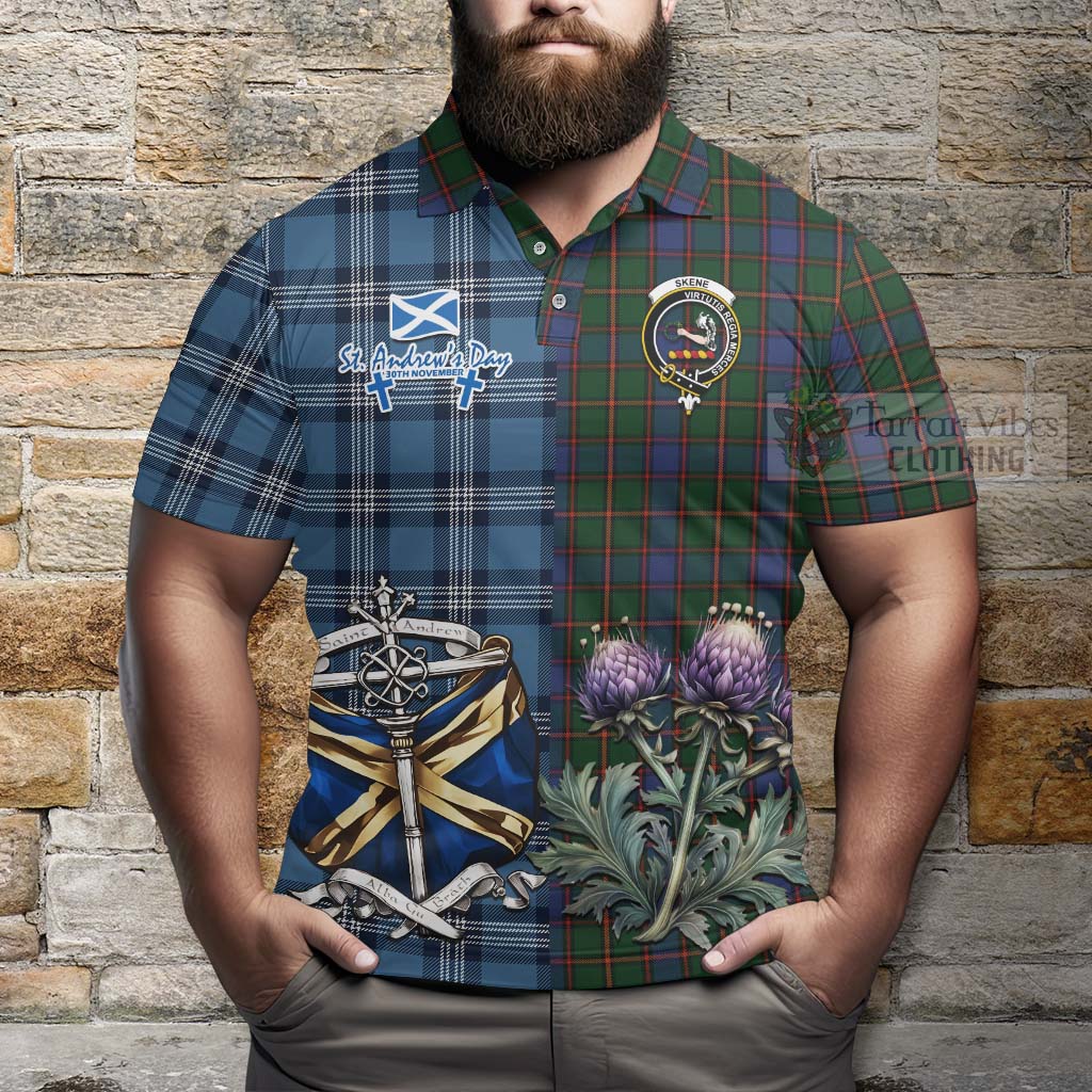 Tartan Vibes Clothing Skene Tartan Polo Shirt Happy St. Andrew's Day Half Tartan Style