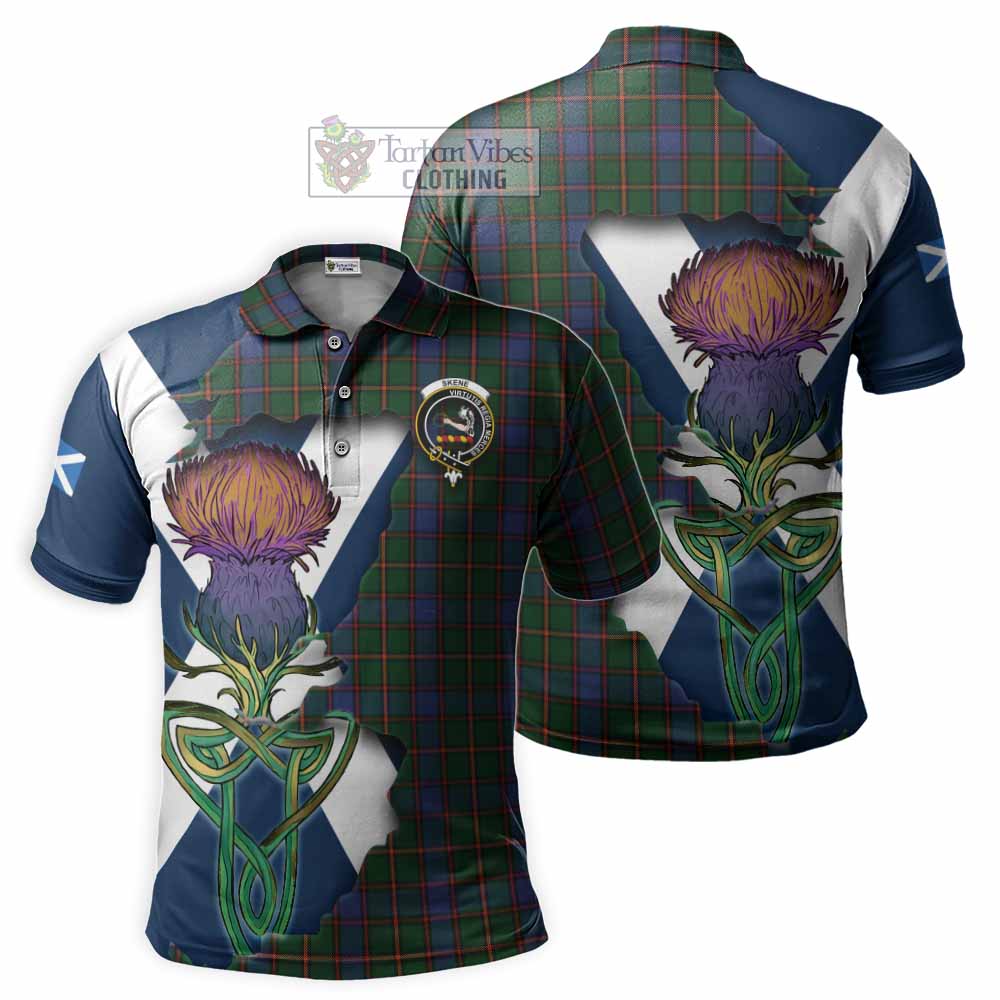 Tartan Vibes Clothing Skene Tartan Family Crest Polo Shirt Scottish Thistle Celtic Inspired