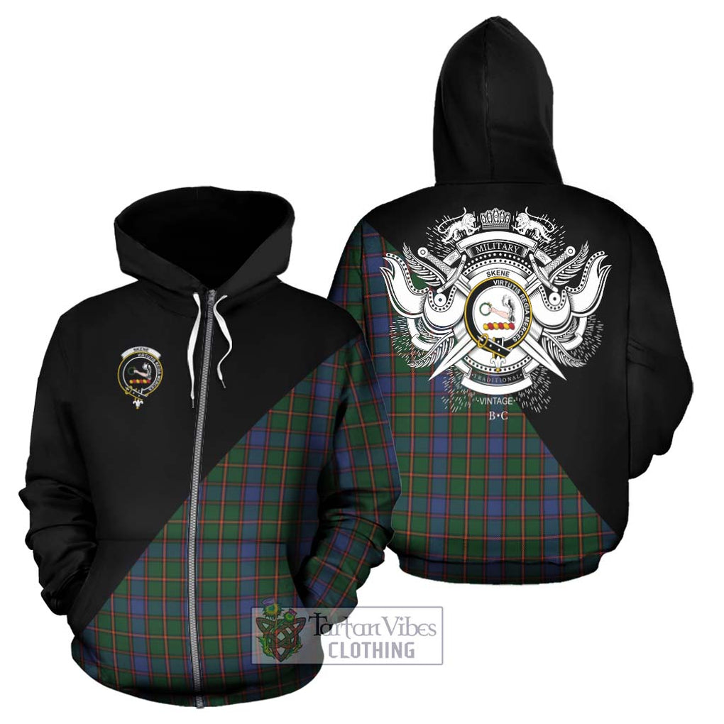 Skene Tartan Hoodie with Family Crest and Military Logo Style - Tartanvibesclothing Shop