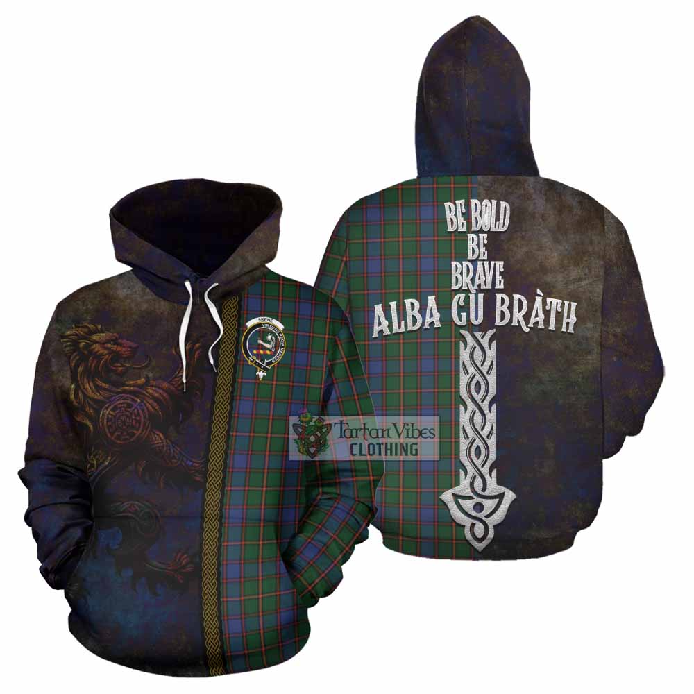 Tartan Vibes Clothing Skene Tartan Family Crest Hoodie Alba Gu Brath Be Brave Lion Ancient Style