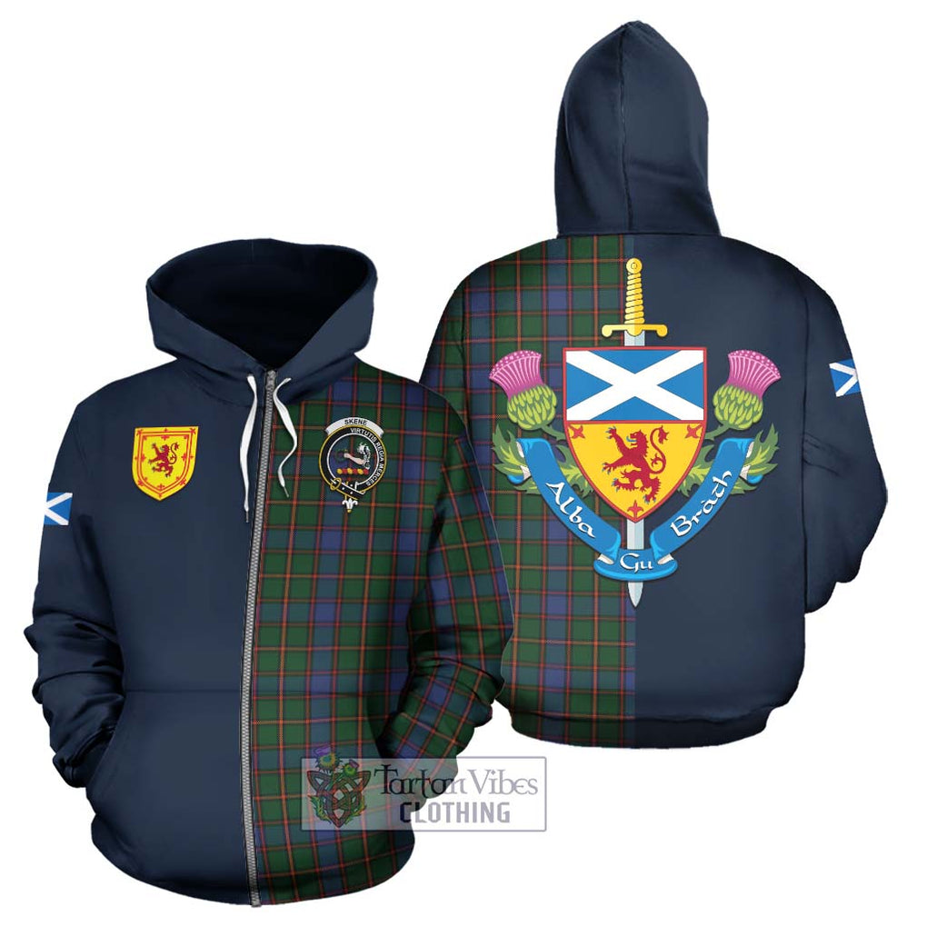 Tartan Vibes Clothing Skene Tartan Hoodie with Scottish Lion Royal Arm Half Style