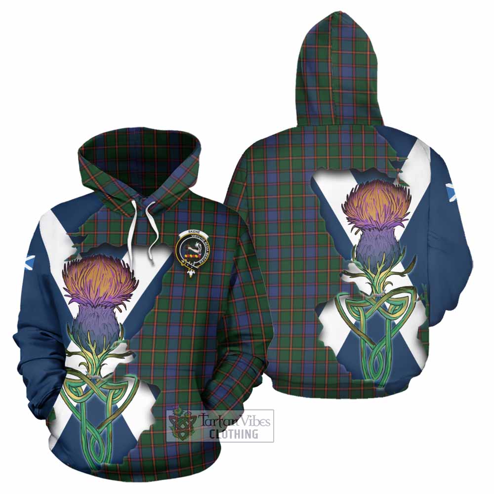 Tartan Vibes Clothing Skene Tartan Family Crest Hoodie Scottish Thistle Celtic Inspired