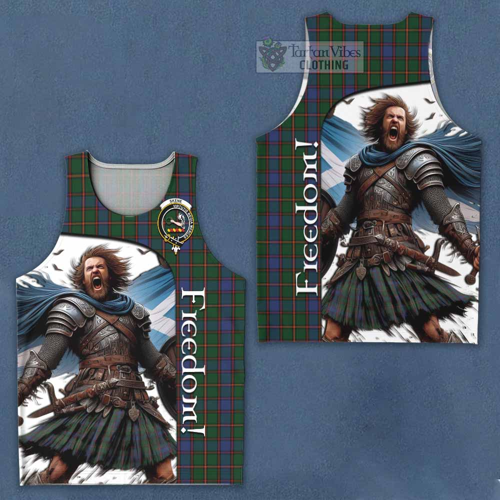 Tartan Vibes Clothing Skene Crest Tartan Men's Tank Top Inspired by the Freedom of Scottish Warrior