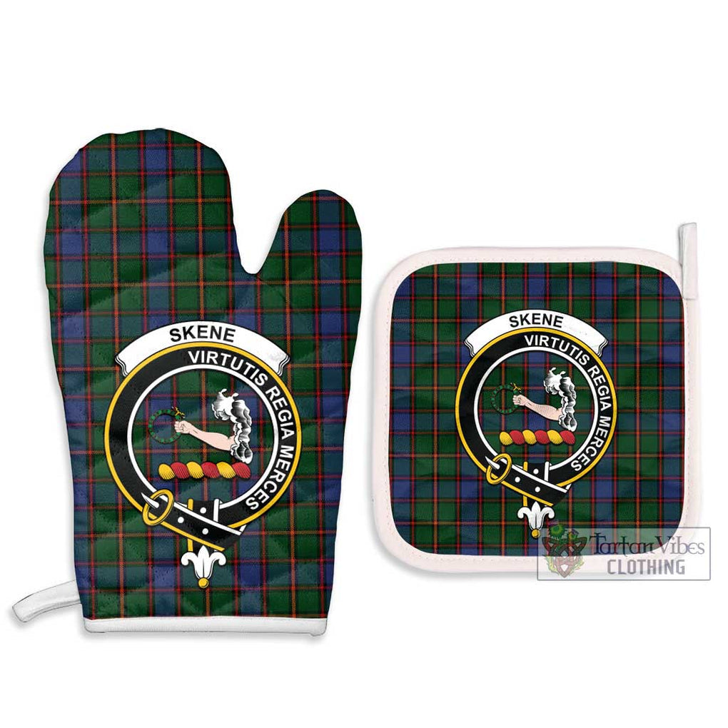 Skene Tartan Combo Oven Mitt & Pot-Holder with Family Crest Combo 1 Oven Mitt & 2 Pot-Holder White - Tartan Vibes Clothing