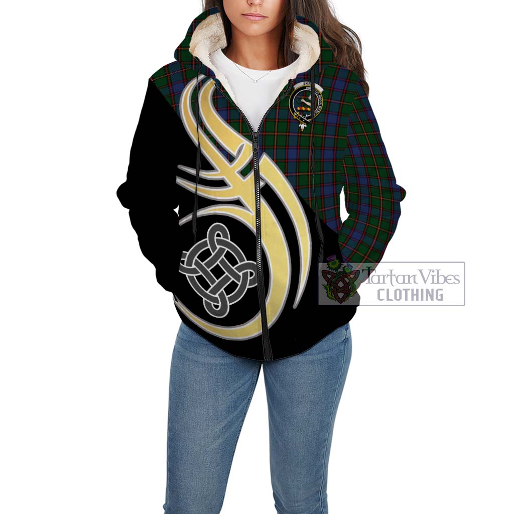 Skene Tartan Sherpa Hoodie with Family Crest and Celtic Symbol Style Unisex - Tartan Vibes Clothing