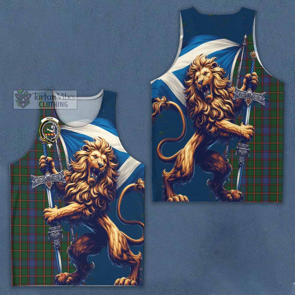 Tartan Vibes Clothing Skene Tartan Family Crest Men's Tank Top with Scottish Majestic Lion