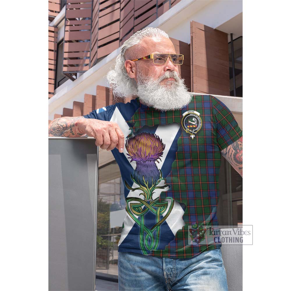 Tartan Vibes Clothing Skene Tartan Family Crest Cotton T-shirt Scottish Thistle Celtic Inspired