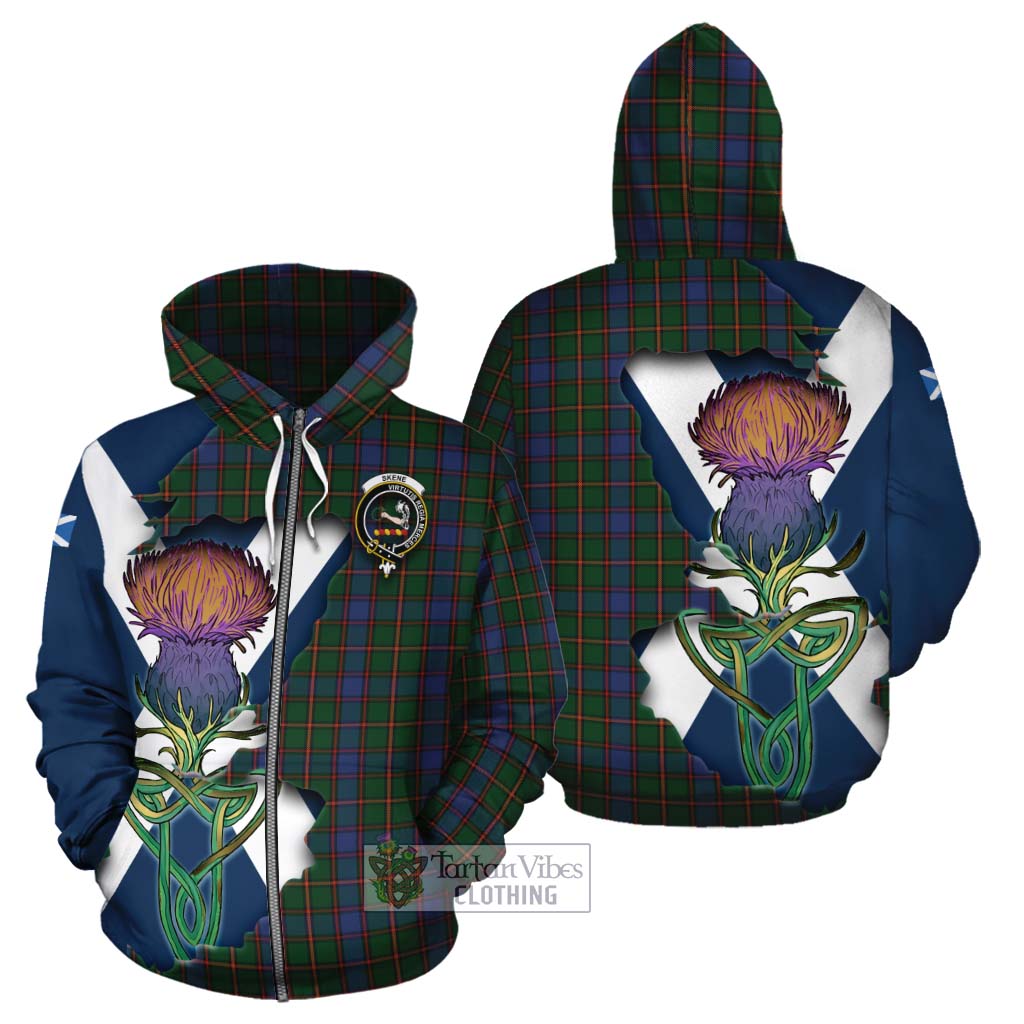 Tartan Vibes Clothing Skene Tartan Family Crest Cotton Hoodie Scottish Thistle Celtic Inspired