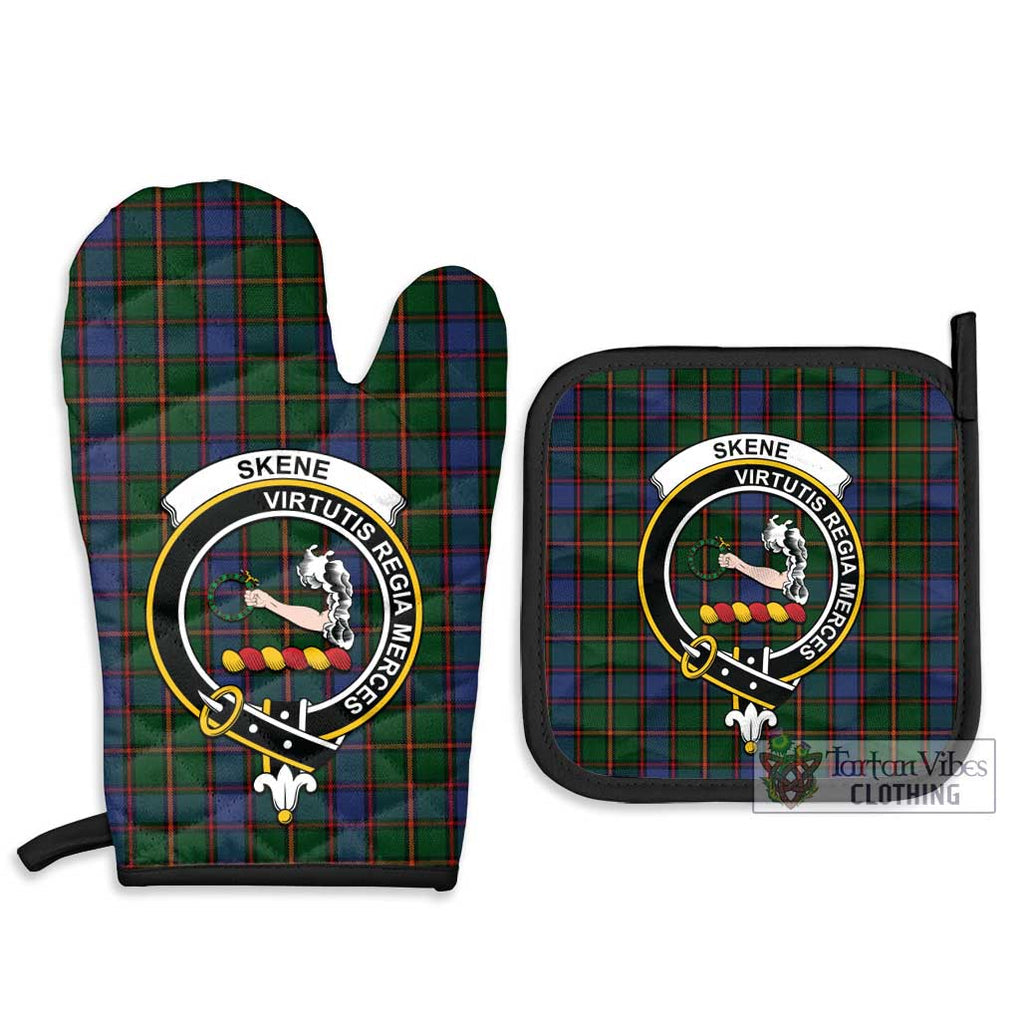 Skene Tartan Combo Oven Mitt & Pot-Holder with Family Crest Combo 1 Oven Mitt & 2 Pot-Holder Black - Tartan Vibes Clothing