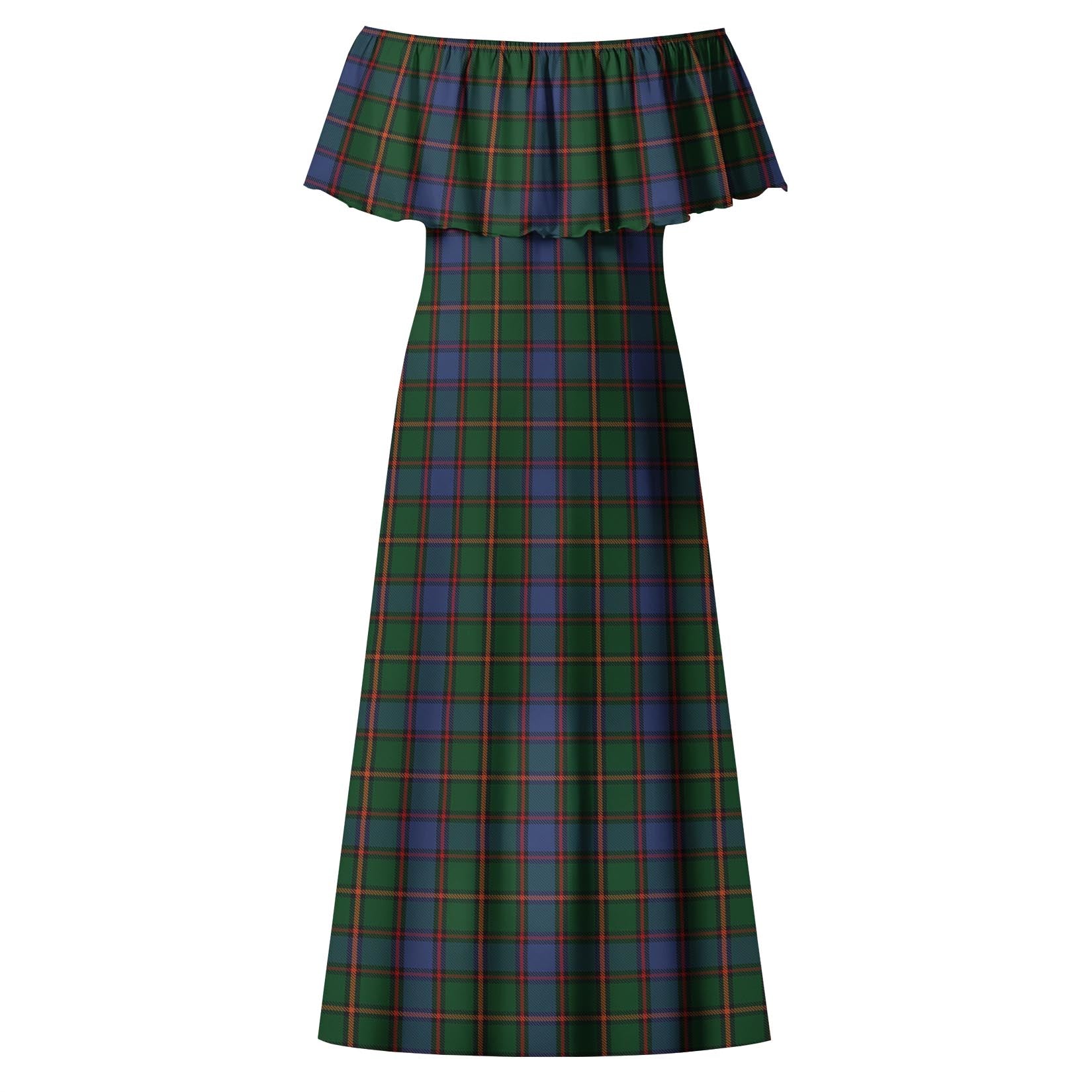 Skene Tartan Off Shoulder Long Dress - Tartanvibesclothing