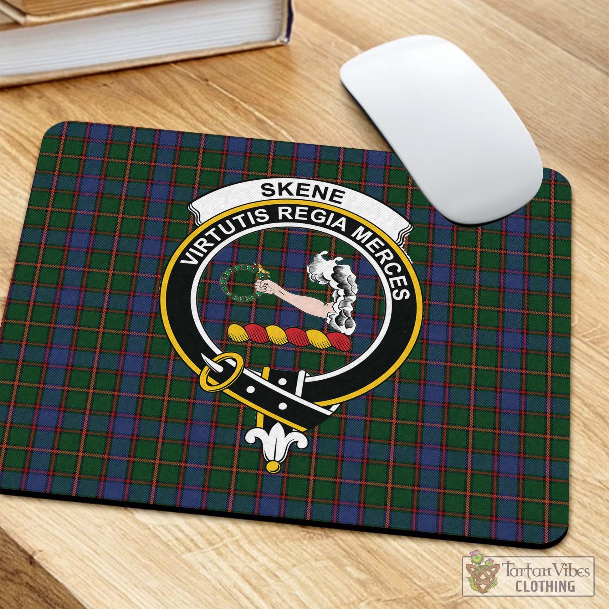 Tartan Vibes Clothing Skene Tartan Mouse Pad with Family Crest